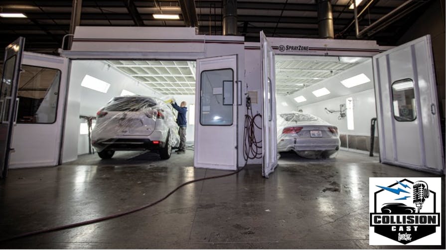 Paintbooth with CollisionCast logo