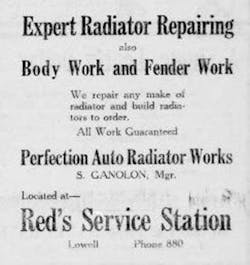 Before the end of WWII and the advent of the “modern body shop”, body and fender work was mixed in with other auto repairs. This ad is from the Bisbee Daily Review in Arizona, July 31, 1921. Before the end of WWII and the advent of the “modern body shop”, body and fender work was mixed in with other auto repairs. This ad is from the Bisbee Daily Review in Arizona, July 31, 1921.