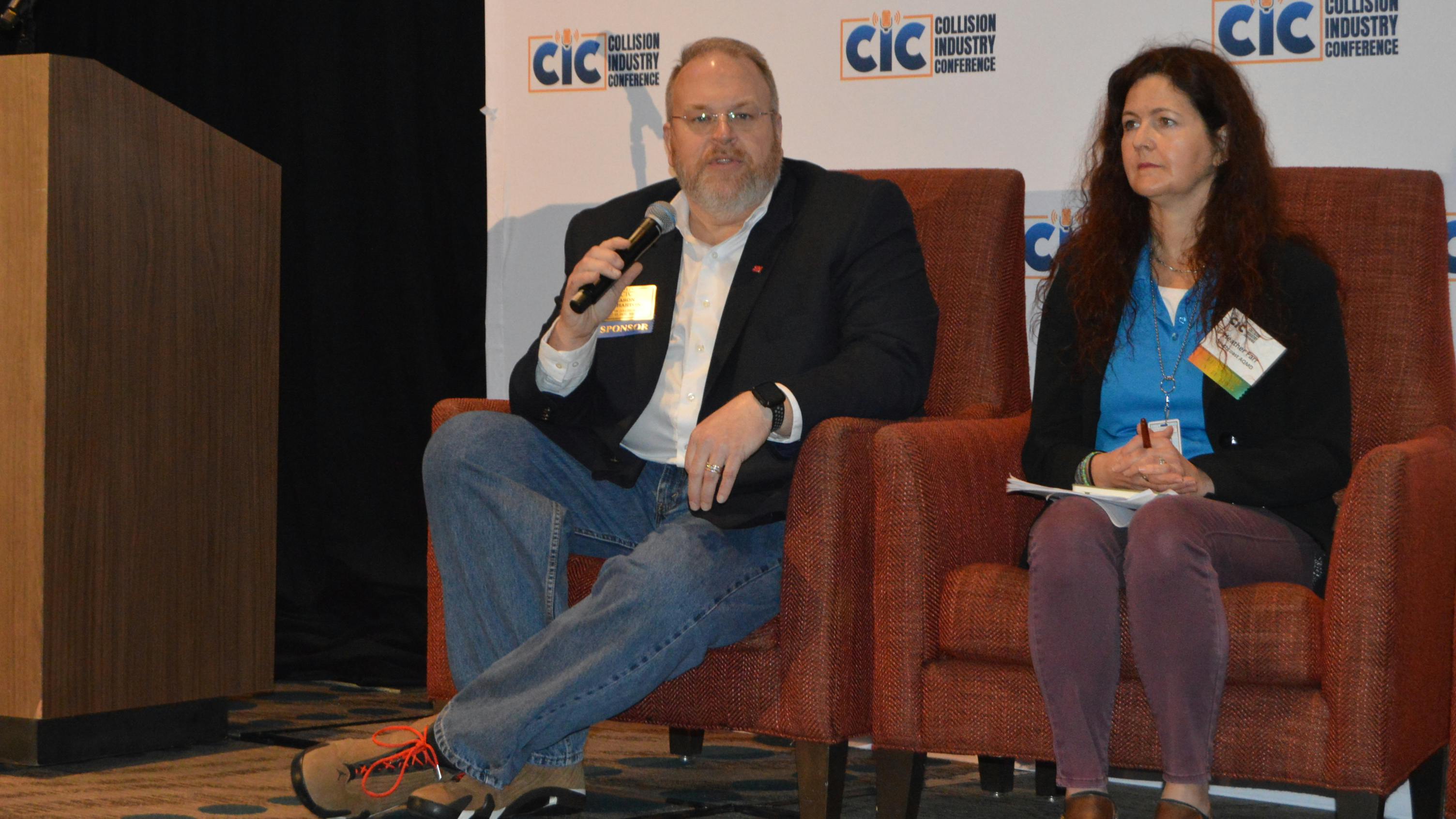 Jason Scharton of 3M and Heather Farr of the South Coast Air Quality Management District talk about VOCs and solvents that are suspected carcinogens.