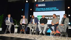 A WINNING TEAM From left, Ryan Taylor, David Black, Jason Taylor, Steve Olson, Chris Ray, and Jesse Parks' panel discussion offered a number of strategies for solving the technician shortage problem. A WINNING TEAM From left, Ryan Taylor, David Black, Jason Taylor, Steve Olson, Chris Ray, and Jesse Parks' panel discussion offered a number of strategies for solving the technician shortage problem.