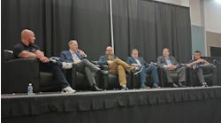 From left, Kyle Bradshaw, Dave Rounkles, Casey Hamilton, John Eck, Bud Center, and Barry Dorn discuss OEM industry relations in a lunch & learn panel discussion. From left, Kyle Bradshaw, Dave Rounkles, Casey Hamilton, John Eck, Bud Center, and Barry Dorn discuss OEM industry relations in a lunch & learn panel discussion.