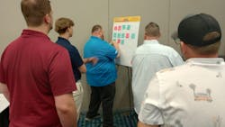 SCC Attendees map out a detailed standard operating procedure for how to make a peanut butter and jelly sandwich. The activity demonstrated how even the world's simplest sandwich can have many differing views of how to make it and emphasized the importance of SOPs in collision repair. SCC Attendees map out a detailed standard operating procedure for how to make a peanut butter and jelly sandwich. The activity demonstrated how even the world's simplest sandwich can have many differing views of how to make it and emphasized the importance of SOPs in collision repair.
