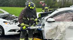Firefighters get hands-on practice with advanced rescue tools and procedures for modern vehicles on May 3 in Lancaster, New York.