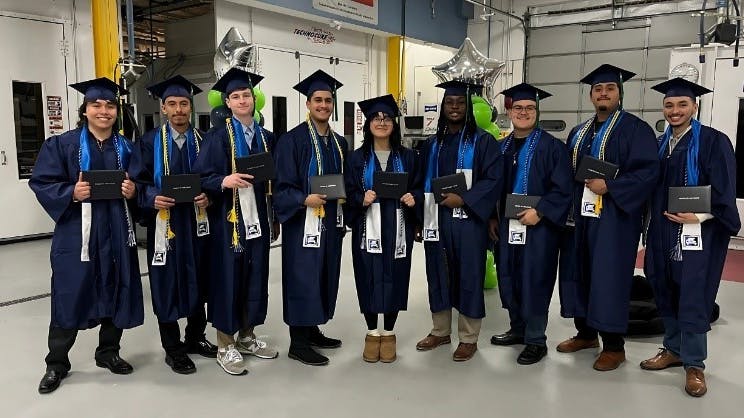 Winter 2024 graduates from the College of Lake County Automotive Collision Repair Program.
