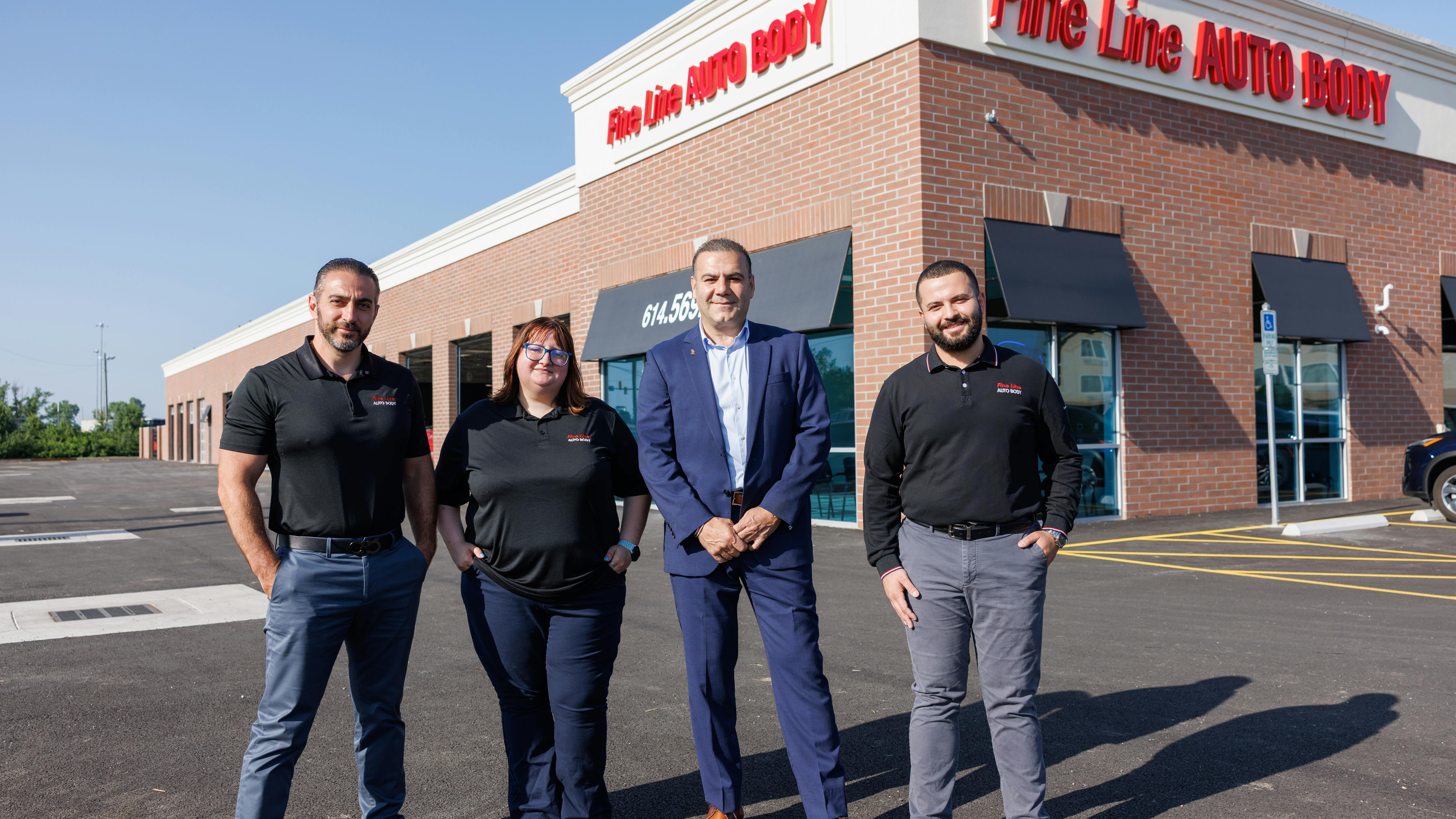 GREENFIELD EXPANSIONS: Every new Fine Line shop is built to emulate the others that have come before it to ensure consistency and increase customer recognition. From left are Regional Manager Art Koulian, Regional Office Manager Vanessa Flannery, Owner 'Ty' Safaryan, and Regional Manager Mike Hagop Bajin.
