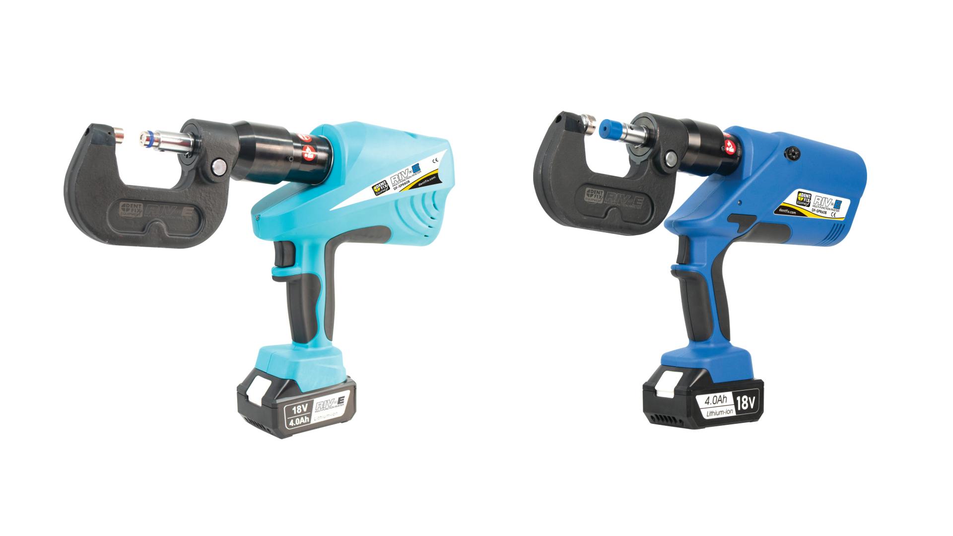The battery-powered RIV-E 80 (DF-SPR80B) and RIV-E 60 (DF-SPR60B) are the two newest additions to Dent Fix Equipment's rivet line.