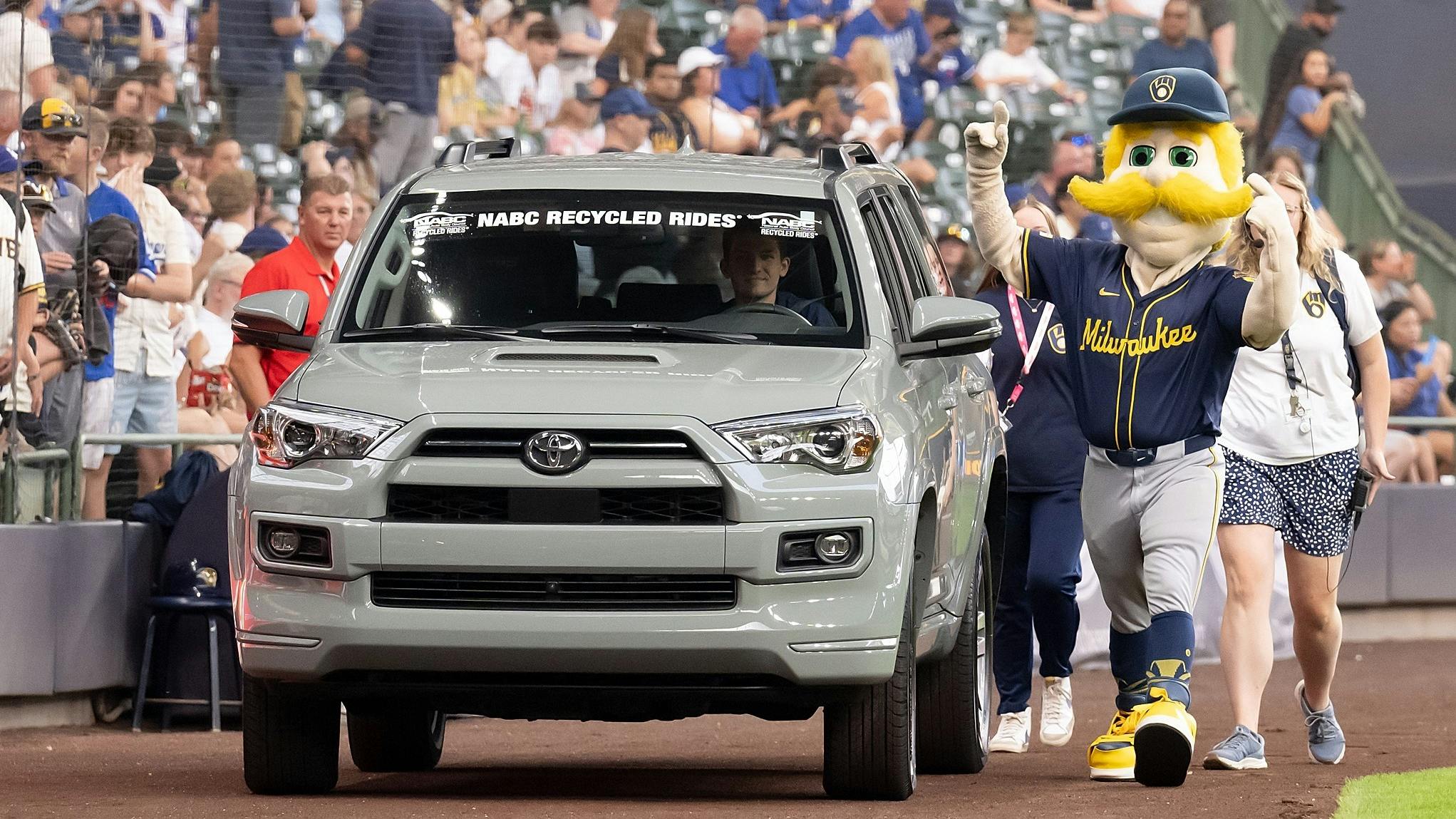 The National Auto Body Council, American Family and Gerber Collision &amp; Glass presented a beautifully refurbished 2022 Toyota 4Runner before the start of a Milwaukee Brewers game on July 8.