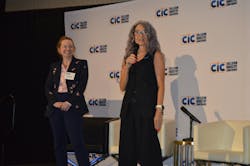 STANDARDIZED TRAINING AND CREDENTIALS: During a special presentation, I-CAR's Anna Loftus (left), director of government funding, and Dara Goroff, vice president of planning and industry talent programming, talk about I-CAR's Registered Apprenticeship Program that was officially launched July 24. STANDARDIZED TRAINING AND CREDENTIALS: During a special presentation, I-CAR's Anna Loftus (left), director of government funding, and Dara Goroff, vice president of planning and industry talent programming, talk about I-CAR's Registered Apprenticeship Program that was officially launched July 24.