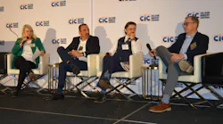 TOTAL LOSS POLICY: From left, Auto Body Association of Texas Executive Director Jill Tuggle moderates a panel including Max Keller, owner/manager of Conestoga Collision & Auto Body Repair, Berwyn, Penn.; Stephen Madrak, director of the Bureau of Motor Vehicles, Pennsylvania Department of Transportation, and David Willett, chief underwriting officer of Spark Underwriters.