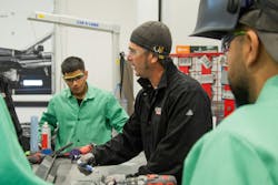 Marrinan describes the proper technique for making corner welds. Marrinan describes the proper technique for making corner welds.