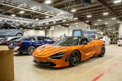 AN EMPHASIS ON OEM CERTIFICATIONS: On any given day, a visitor to K-ceps' shop may find an exotic car, a luxury German sedan, and a commercial Rivian van. AN EMPHASIS ON OEM CERTIFICATIONS: On any given day, a visitor to K-ceps' shop may find an exotic car, a luxury German sedan, and a commercial Rivian van.