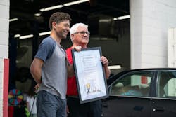 Mayor Jacob Frey presents a proclamation for Newgate School Day in Minneapolis to Wayne Hanson. Mayor Jacob Frey presents a proclamation for Newgate School Day in Minneapolis to Wayne Hanson.