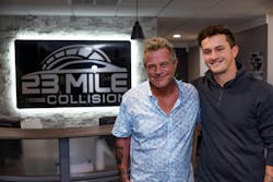 Passing the Torch Growing up, Daniel Sumner watched his dad, Shawn, pour his blood, sweat, and tears into building 23 Mile Collision. Now, Daniel is carrying the shop into the next generation. Passing the Torch Growing up, Daniel Sumner watched his dad, Shawn, pour his blood, sweat, and tears into building 23 Mile Collision. Now, Daniel is carrying the shop into the next generation.