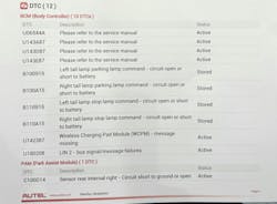 Using a scan tool to unlock the secured gateway yielded a parking assist module active code C100D14 “Sensor rear internal right circuit short to ground or open.” Using a scan tool to unlock the secured gateway yielded a parking assist module active code C100D14 “Sensor rear internal right circuit short to ground or open.”