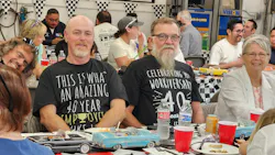 Fix Auto Downey's AJ Gatson, left, and David Shubin celebrated 40 years of service during the shop's 65th anniversary celebration on July 18.