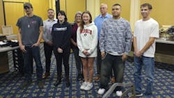 Back, from left: BASF's Phil Knapp, Tina Nelles, and John Shoemaker helped mentor the five Techs for Tomorrow winners William Tindall, Alexis Beckler, Isabella Roll, Rafael Luna, and Gavin Shoun during the SEMA Show in Las Vegas. Back, from left: BASF's Phil Knapp, Tina Nelles, and John Shoemaker helped mentor the five Techs for Tomorrow winners William Tindall, Alexis Beckler, Isabella Roll, Rafael Luna, and Gavin Shoun during the SEMA Show in Las Vegas.