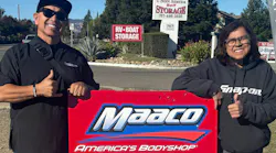Maaco Vacaville Owner Vince McAllister and 2025 Maaco Painter of the Year Norma Alicia Serrano.