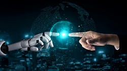 AI Robot and Human Hands AI Robot and Human Hands