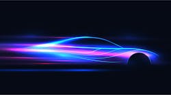 Side view neon glowing sport car silhouette Side view neon glowing sport car silhouette