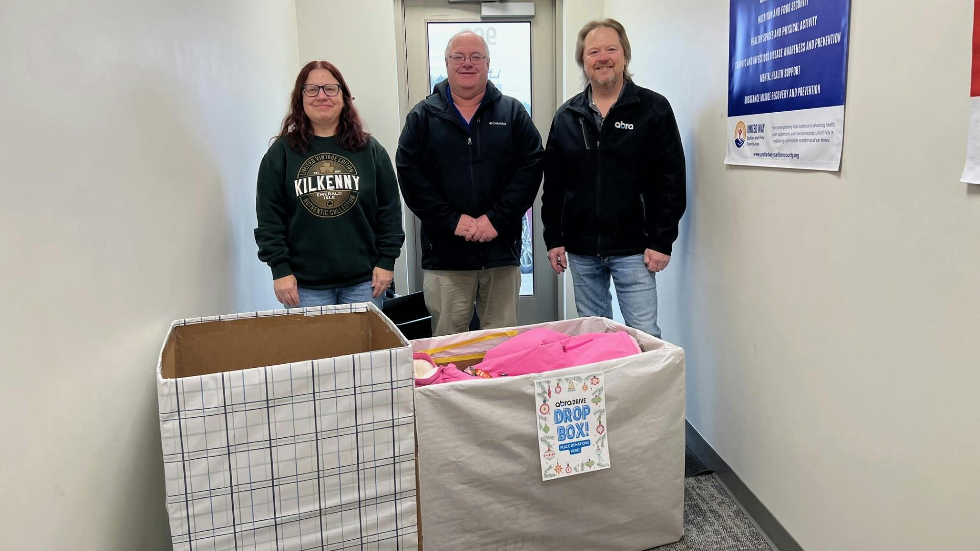 Abra Cloquet's third annual winter clothing drive collected 296 winter clothes for United Way of Carlton and Pine County.