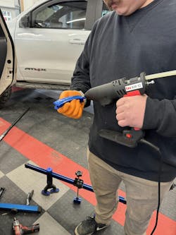 Collision glues are specially formulated hot-melt glues designed to withstand extreme pulling force while remaining flexible enough to conform to the panel as the dent moves. Collision glues are specially formulated hot-melt glues designed to withstand extreme pulling force while remaining flexible enough to conform to the panel as the dent moves.