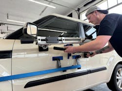 When metal is moved today using proper lateral tension such as with KECO's K-Power Lateral Tension Tool (pictured in use above the molding), repairs that were impossible just a couple of years ago are now achievable with ease. When metal is moved today using proper lateral tension such as with KECO's K-Power Lateral Tension Tool (pictured in use above the molding), repairs that were impossible just a couple of years ago are now achievable with ease.