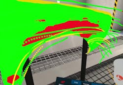 TEACHING MOMENT: Skillveri's spray painting simulator colorcodes provides instant feedback on paint thickness, spray gun position, and spray speed. TEACHING MOMENT: Skillveri's spray painting simulator colorcodes provides instant feedback on paint thickness, spray gun position, and spray speed.