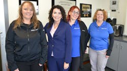 April Lausch (second from left) began her career in collision repair 30 years ago with no prior experience and quickly rose through the ranks due to her work ethic and dedication. April Lausch (second from left) began her career in collision repair 30 years ago with no prior experience and quickly rose through the ranks due to her work ethic and dedication.