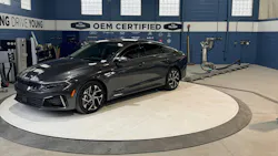 THE POWER OF ROBOTICS: Ogden, Utah's Young Collision Center's automated ADAS calibration system from Kinetic offers a level of precision that humans can’t replicate, says Collision Director Chris Hudson. THE POWER OF ROBOTICS: Ogden, Utah's Young Collision Center's automated ADAS calibration system from Kinetic offers a level of precision that humans can’t replicate, says Collision Director Chris Hudson.