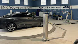 THE POWER OF ROBOTICS: Ogden, Utah's Young Collision Center's automated ADAS calibration system from Kinetic offers a level of precision that humans can’t replicate, says Collision Director Chris Hudson. THE POWER OF ROBOTICS: Ogden, Utah's Young Collision Center's automated ADAS calibration system from Kinetic offers a level of precision that humans can’t replicate, says Collision Director Chris Hudson.