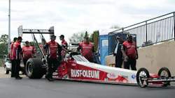 In the Staging Lane: Rust-Oleum has been a longtime sponsor of Zizzo’s Top Fuel dragster. In the Staging Lane: Rust-Oleum has been a longtime sponsor of Zizzo’s Top Fuel dragster.