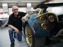 Exotic Repairs: T.J. Zizzo’s father, Tony, with a Pagani, one of the shop’s high-performance projects. Exotic Repairs: T.J. Zizzo’s father, Tony, with a Pagani, one of the shop’s high-performance projects.