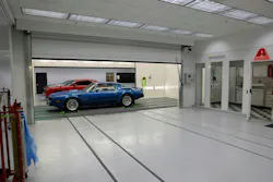 PRODUCTION ON THE MOVE: The layout of Shannon's is in a circular flow direction. The paint department in the center of the shop so that vehicles and move sideways as well as forward and back. This minimizes driveway aisles while keeping production on the move without bottleneck. PRODUCTION ON THE MOVE: The layout of Shannon's is in a circular flow direction. The paint department in the center of the shop so that vehicles and move sideways as well as forward and back. This minimizes driveway aisles while keeping production on the move without bottleneck.