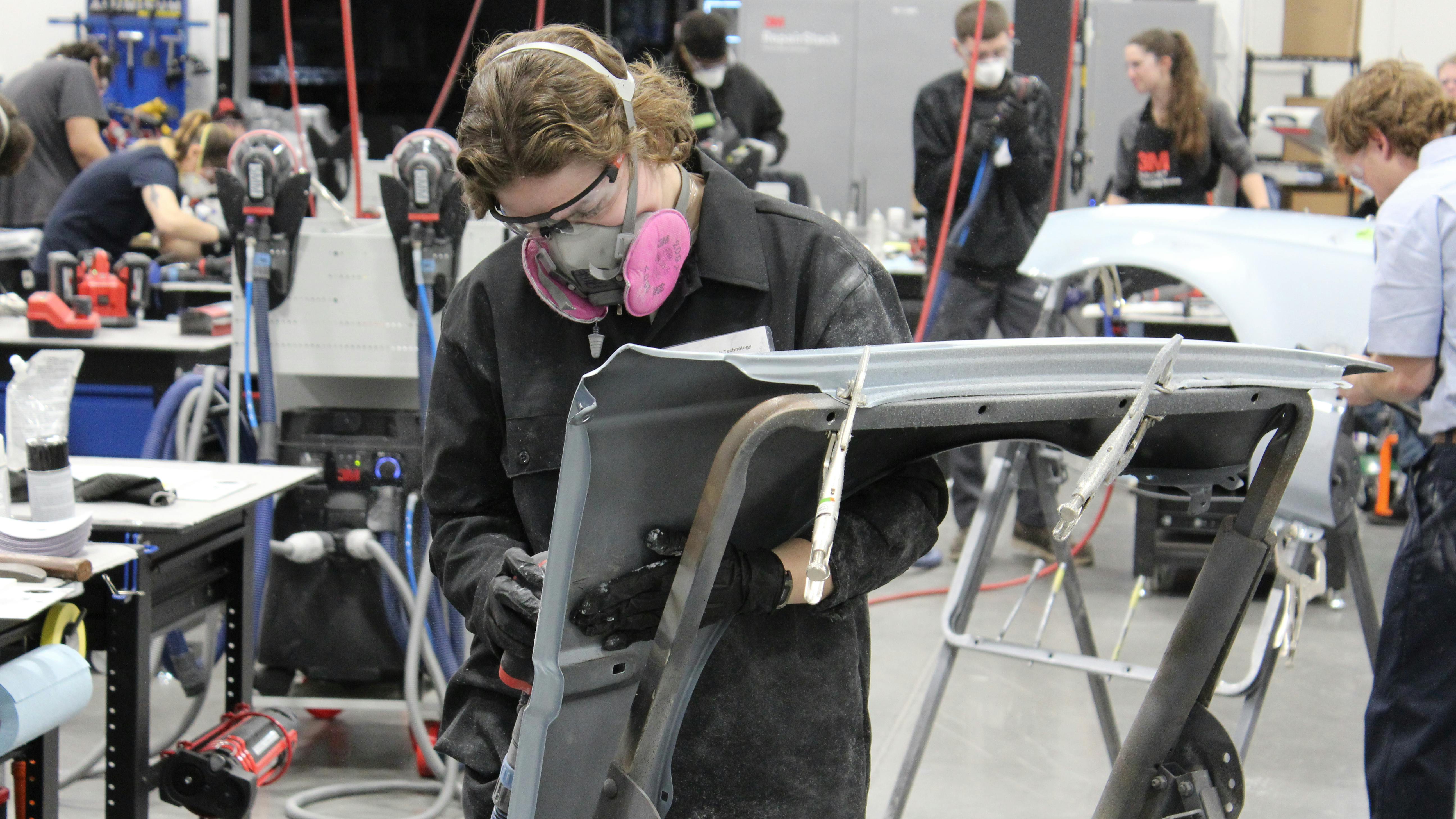 Paige Olinger competes in the SkillUSA competion at 3M's Skill Development Center in St. Paul Minnesota on March 28.