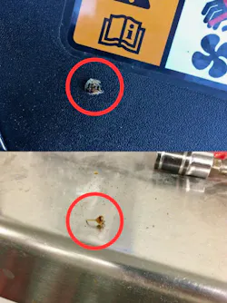 Figure 3: Two 5th gen Ford Explorers mere weeks apart mysteriously become no-starts after being worked on in the collision repair shop. The root cause ended up being debris that through the physics of the collision or work performed by a technician allowed debris to get around the air filter and become lodged in the mass air flow (MAF) sensor. Figure 3: Two 5th gen Ford Explorers mere weeks apart mysteriously become no-starts after being worked on in the collision repair shop. The root cause ended up being debris that through the physics of the collision or work performed by a technician allowed debris to get around the air filter and become lodged in the mass air flow (MAF) sensor.