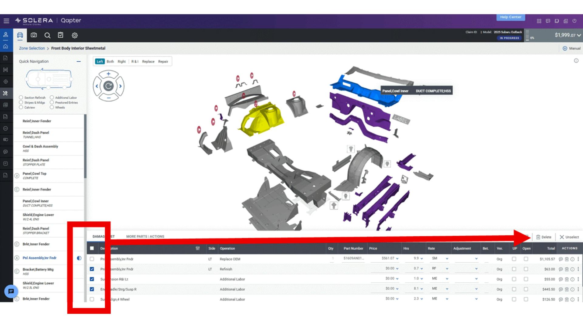 SCRS tip Deleting multiple part selections