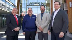 From left, Simon Bloxham, Mirka vice president, collision repair; Michael LoPrete, 4Plastic chief commercial officer; Frank Phillips, 4Plastic CEO; and Leonardo Gómez, Mirka business manager, collision Repair. From left, Simon Bloxham, Mirka vice president, collision repair; Michael LoPrete, 4Plastic chief commercial officer; Frank Phillips, 4Plastic CEO; and Leonardo Gómez, Mirka business manager, collision Repair.