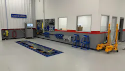 LIFT OFF: Hertrich employs the Car-O-Liner 5500 pitted BenchRack collision repair system for repairs.