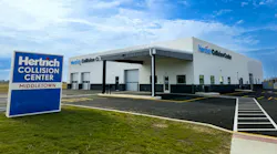 WELCOME TO HERTRICH: The 15,120 sq. ft. facility features a simple, efficient circular design for vehicle flow throughout the repair process.