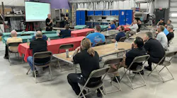 ON THE SAME PAGE: Mike Anderson of Collision Advice shares industry data and advice for parts wholesalers during a Parts Managers Meeting at North Haven Auto Body in North Haven, Connecticut, on May 19. ON THE SAME PAGE: Mike Anderson of Collision Advice shares industry data and advice for parts wholesalers during a Parts Managers Meeting at North Haven Auto Body in North Haven, Connecticut, on May 19.