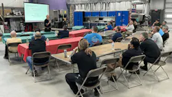 ON THE SAME PAGE: Mike Anderson of Collision Advice shares industry data and advice for parts wholesalers during a Parts Managers Meeting at North Haven Auto Body in North Haven, Connecticut, on May 19. ON THE SAME PAGE: Mike Anderson of Collision Advice shares industry data and advice for parts wholesalers during a Parts Managers Meeting at North Haven Auto Body in North Haven, Connecticut, on May 19.