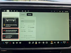 This is an example of some of the warnings that may appear on the dash. While this warning doesn’t necessarily mean there’s an immediate danger, it should direct the tech to dig deeper and gather more data before deciding to proceed forward with repairs versus quarantining the vehicle.