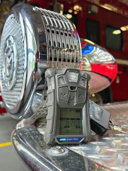 This is a 4-gas monitor typically used in the fire service for atmosphere monitoring. This monitors for the lower explosive limit (LEL) of natural gas, carbon monoxide (CO), oxygen (O2), and hydrogen sulfide (H2S), commonly referred to as sewer gas.