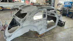 BUGGIN’ OUT This 1969 Volkswagen Beetle needed extensive metal work at Probst Auto Body, including a complete floor pan.
