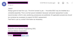 Figure 3: A GM Body/Structure Service Engineer confirms a complete uniside can be installed.