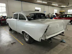 LEARNING TO BE CHOOSY A 1957 Chevrolet Bel Air sits in Mark Probst’s shop awaiting detailing. Probst says taking on select restoration jobs has provided a good supplement to collision repair work.