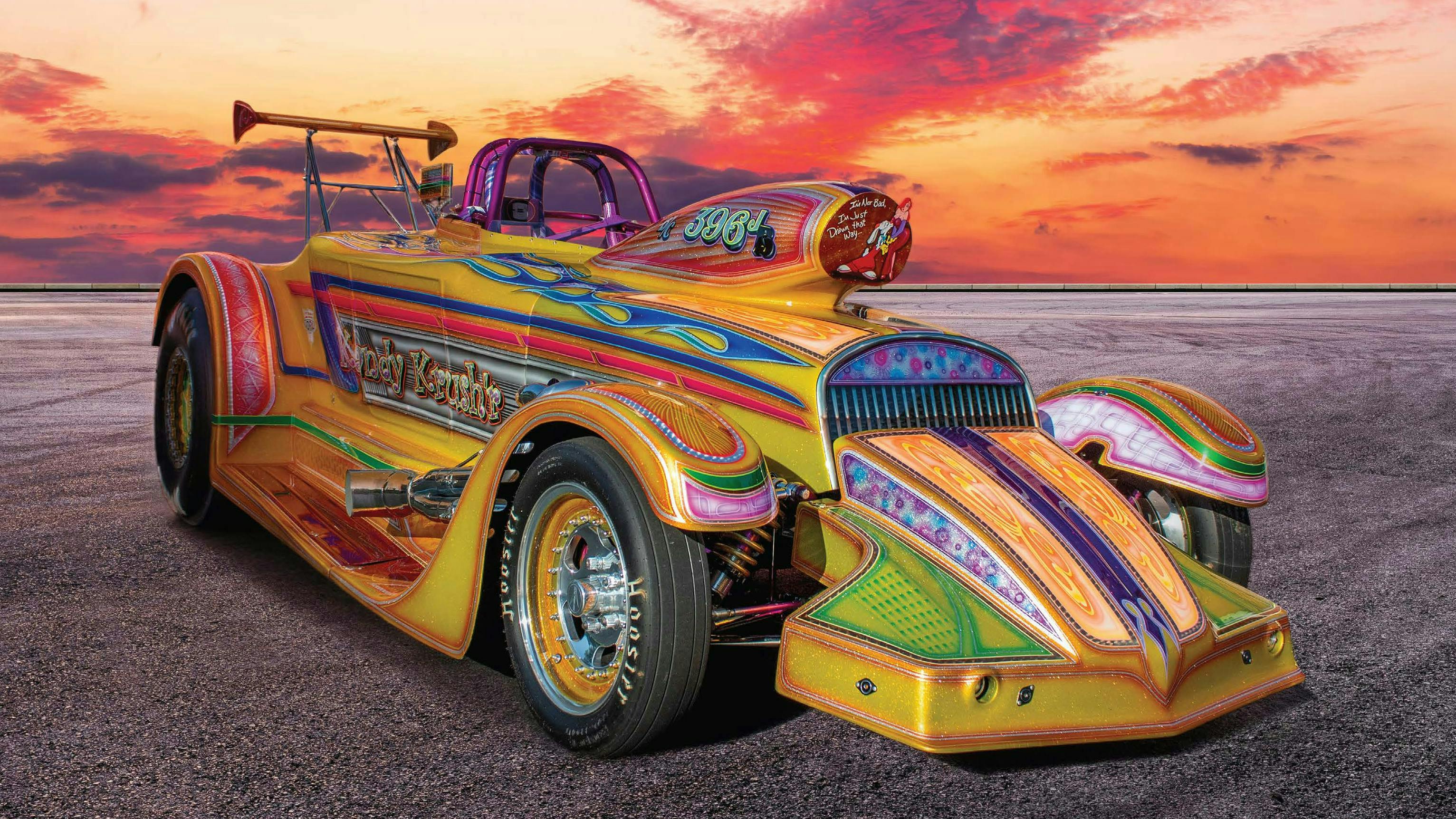 VIBRANT VELOCITY This 1927 Ford Roadster drag car was built and painted by Jim Boitnott from Fairfield/Liberty Township, Ohio.