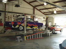 LIFT UP: The shop uses BendPak lifts for repairs and restorations.