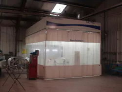 READY, SET, BLOW: The shop uses a Blowtherm Expert 2000 paint booth for its refinishing jobs.